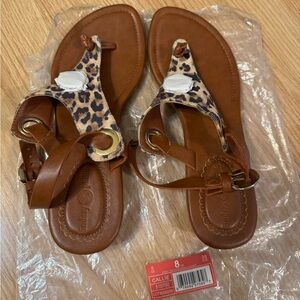 Lindsay Phillips Brown Sandals with Leopard Print